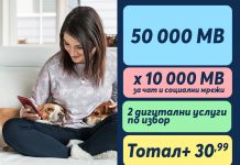 Теленор предлага Тотал+ с 50 000 МВ на максимална скорост и неограничени минути само за 30,99 лв. на месец