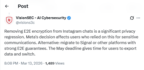 Instagram спира поддръжката на криптиране от край до край