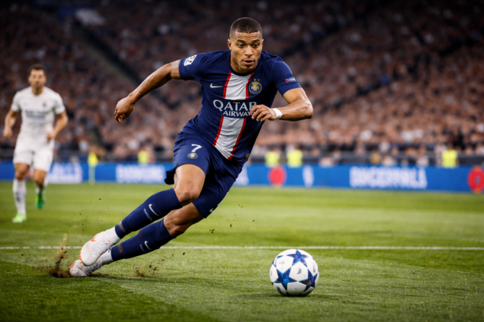 Мбапе в действие на футболното игрище